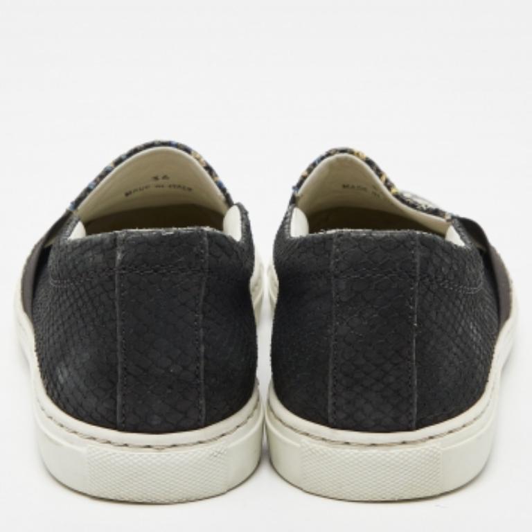 Lanvin - Sneakers Slip On in pelle di pitone nera goffrata Taglia 36 in vendita 2