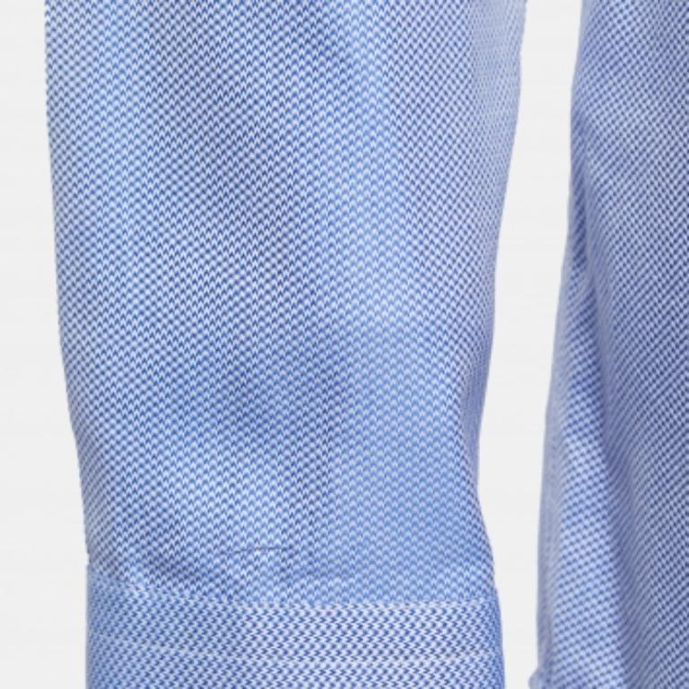 De los hombres Boss By Hugo Boss Camisa de manga larga ajustada de algodón azul estampado XL en venta
