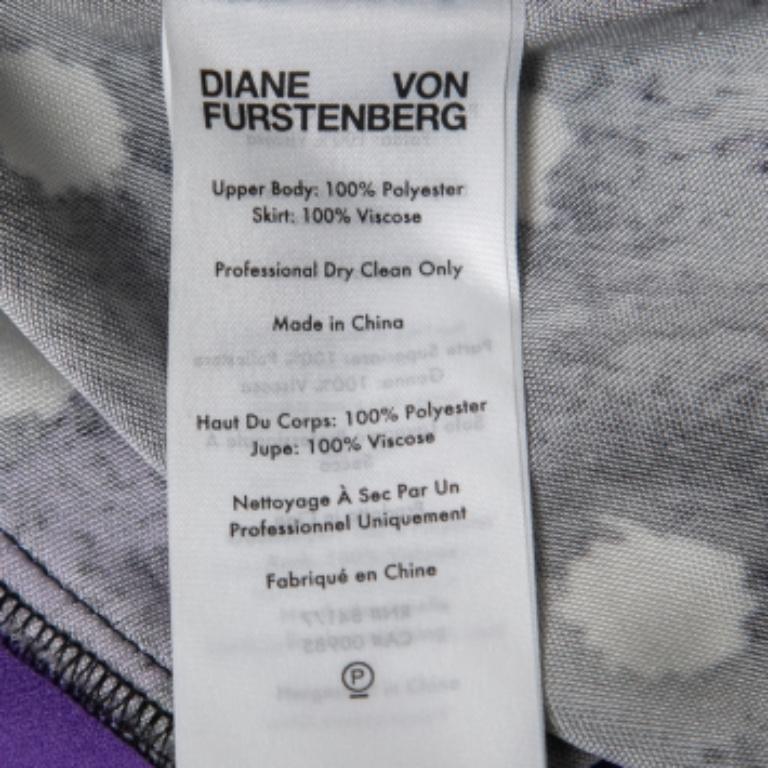 Violet Diane von Furstenberg - Robe midi asymétrique à manches longues en jersey et crêpe S en vente