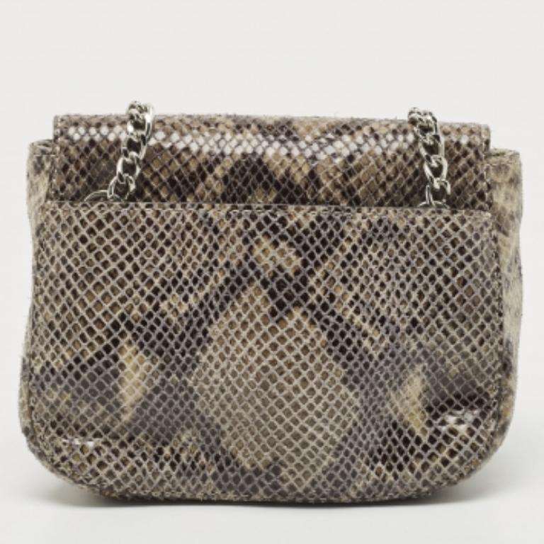Michael Michael Kors - Borsa a tracolla Fulton con patta in pelle goffrata di pitone nero in vendita 5