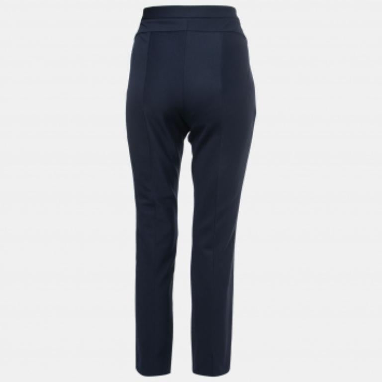 Donna Diane von Furstenberg Pantaloni slim in maglia elasticizzata blu navy L. in vendita