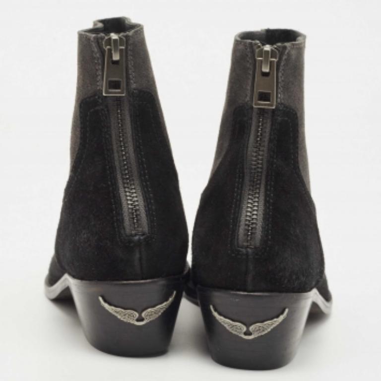 Zadig & Voltaire - Stivaletti in camoscio nero Taglia 36 in vendita 1