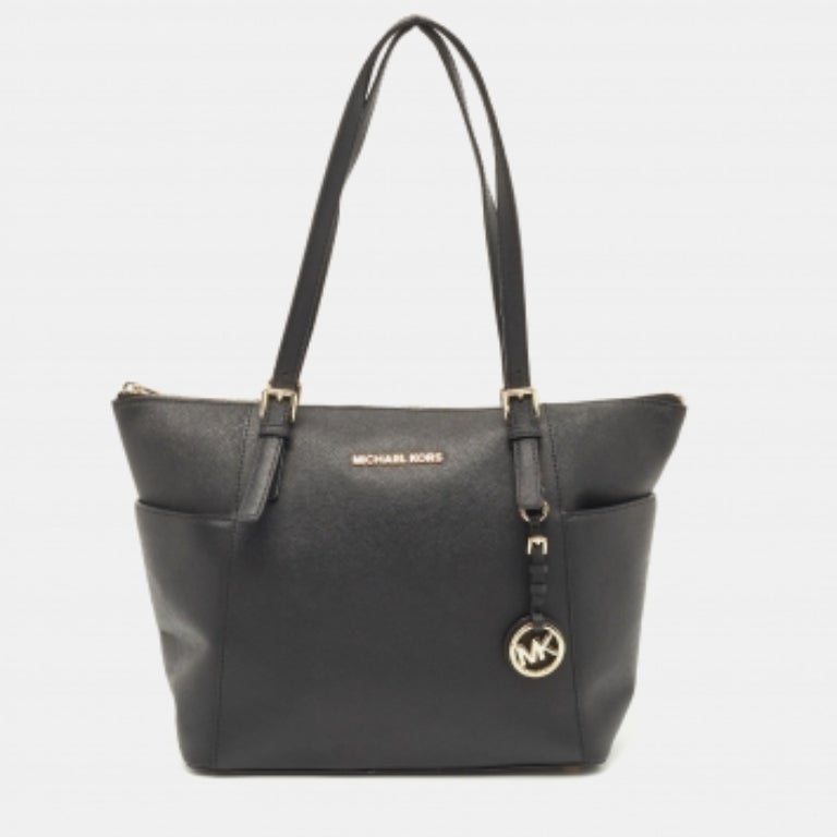 Michael Kors - Tote in pelle saffiano nera Jet Set Top Zip