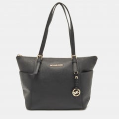 Michael Kors - Tote in pelle saffiano nera Jet Set Top Zip