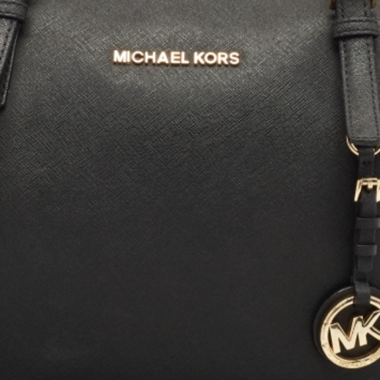 MICHAEL Michael Kors Fourre-tout zippé Jet Set en cuir Saffiano noir en vente 5