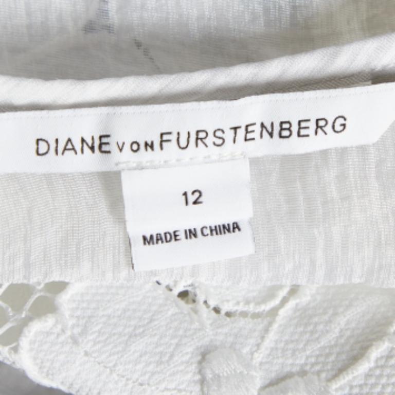 Grigio Diane von Furstenberg Canottiera in pizzo bianco L. in vendita
