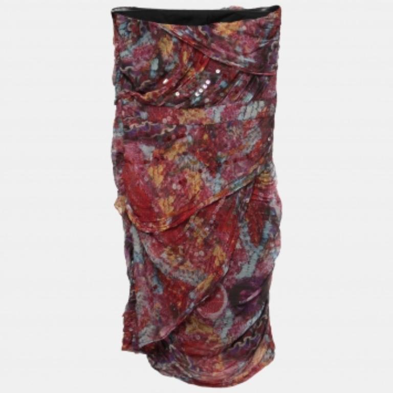 Diane von Furstenberg - Rouge - Mini robe bustier en soie imprimée avec ornements Garvin S Bon état - En vente à Dubai, Al Qouz 2