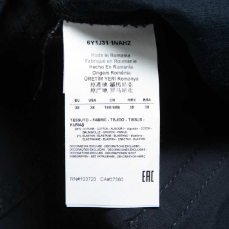 Emporio ARMANI Pantalon coupe régulière en coton bleu marine XXL en vente 1