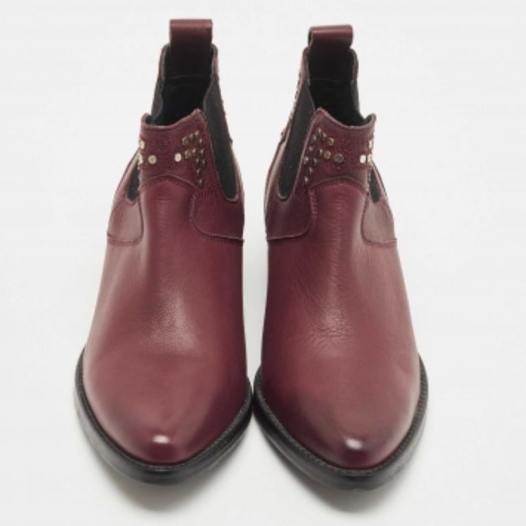Zadig & Voltaire Bottines Thylana cloutées en cuir bordeaux taille 36 Pour femmes en vente