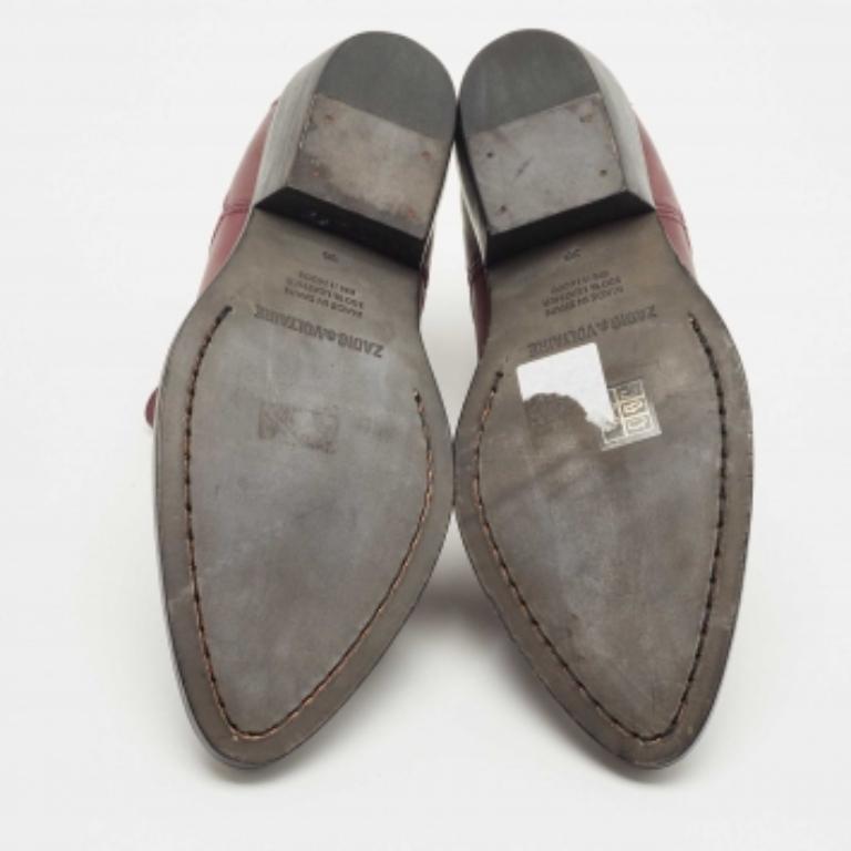 Zadig & Voltaire Bottines Thylana cloutées en cuir bordeaux taille 36 en vente 2
