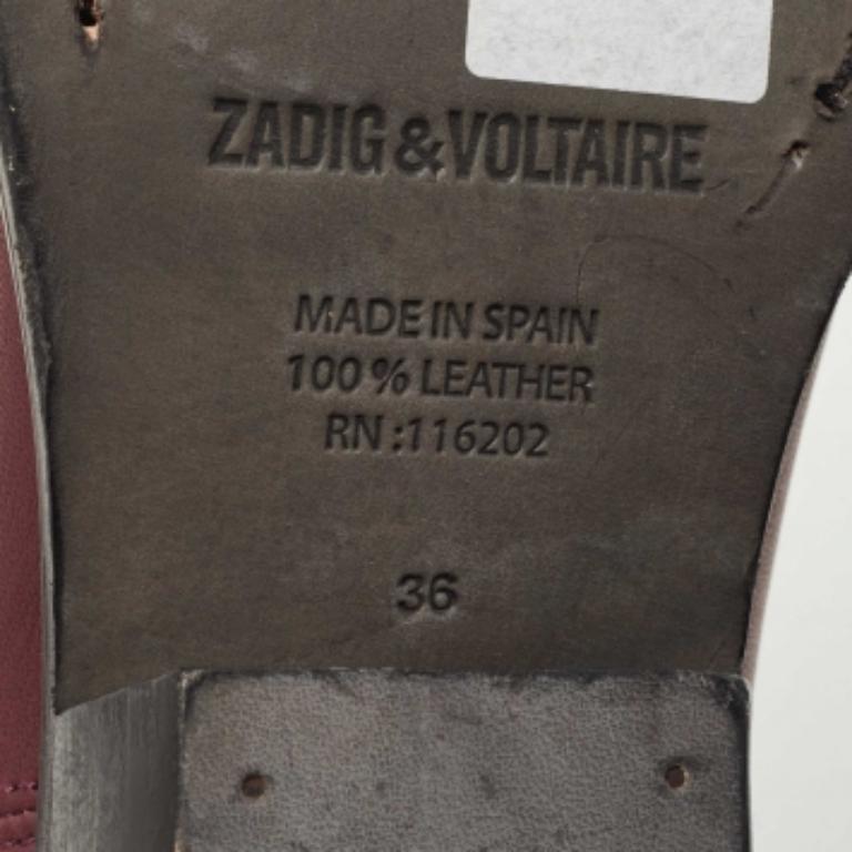 Zadig & Voltaire Bottines Thylana cloutées en cuir bordeaux taille 36 en vente 4