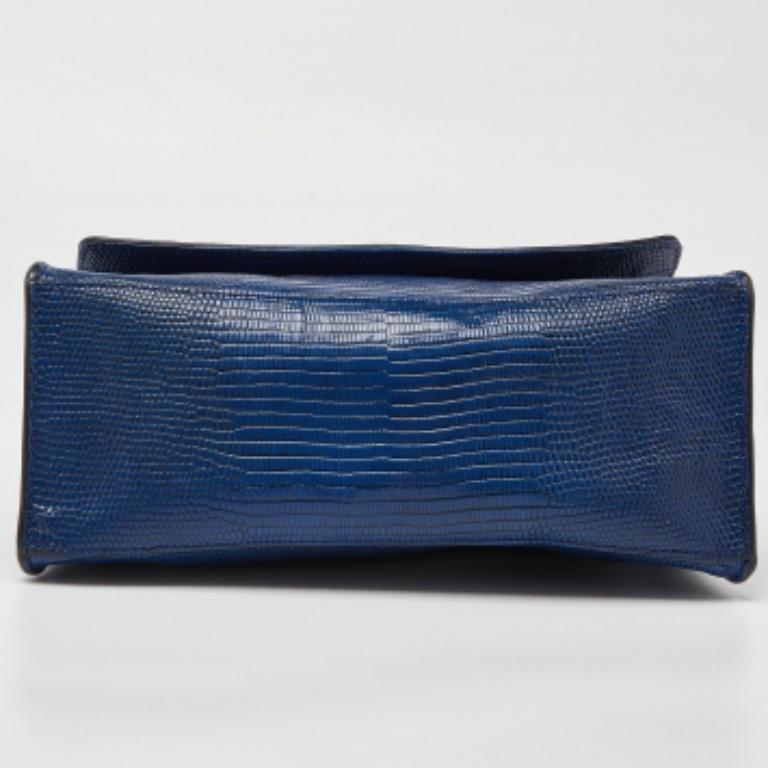 Donna DKNY Borsa a tracolla Bryant in pelle blu goffrata con coccodrillo in vendita