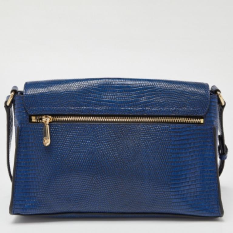 DKNY Borsa a tracolla Bryant in pelle blu goffrata con coccodrillo in vendita 5