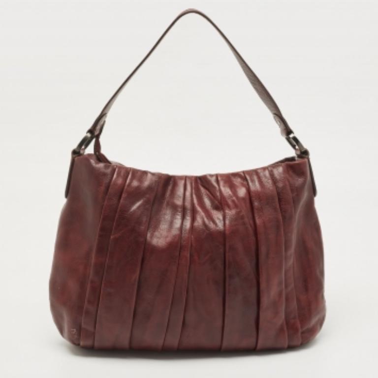 Donna Dkny Borsa in pelle plissettata borgogna in vendita