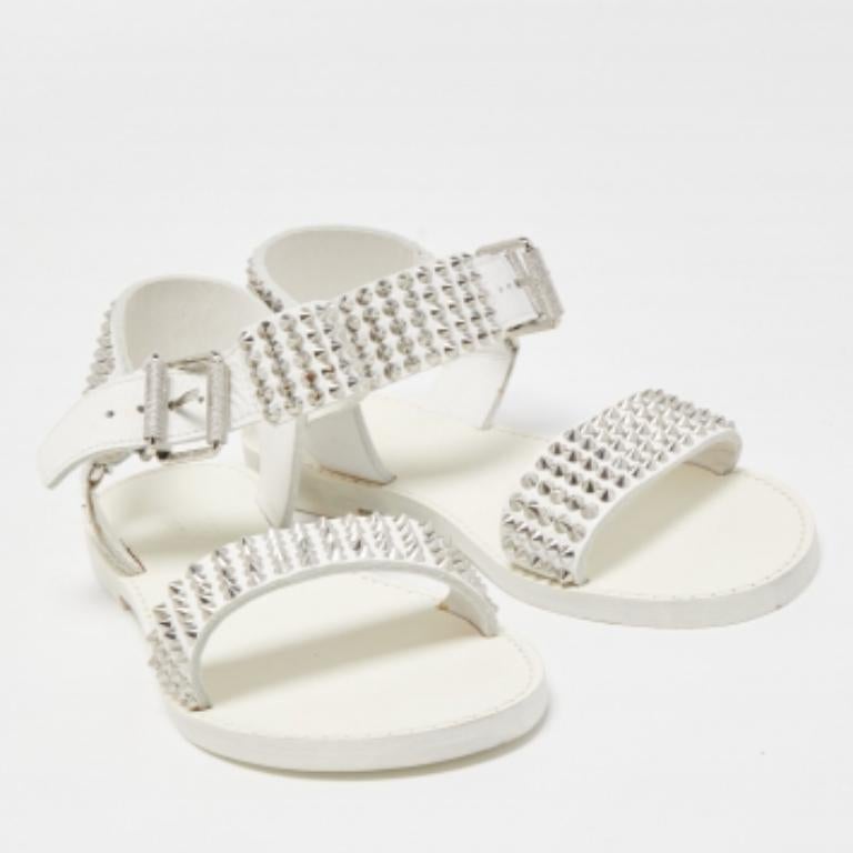 Zadig & Voltaire Sandales à brides en cuir blanc à pointes Taille 36 en vente 2