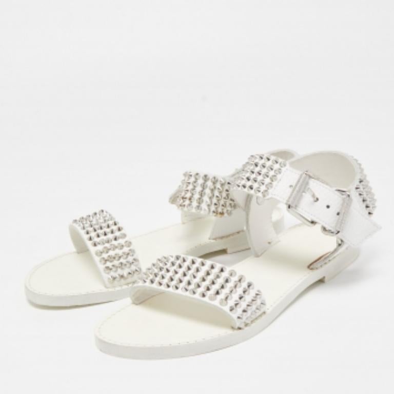 Zadig & Voltaire Sandales à brides en cuir blanc à pointes Taille 36 en vente 4