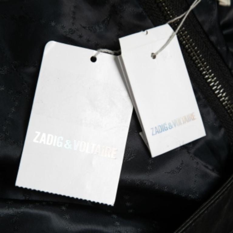 Zadig und Voltaire Schwarzer Minirock aus Leder mit Fransen aus Leder M im Zustand „Gut“ im Angebot in Dubai, Al Qouz 2