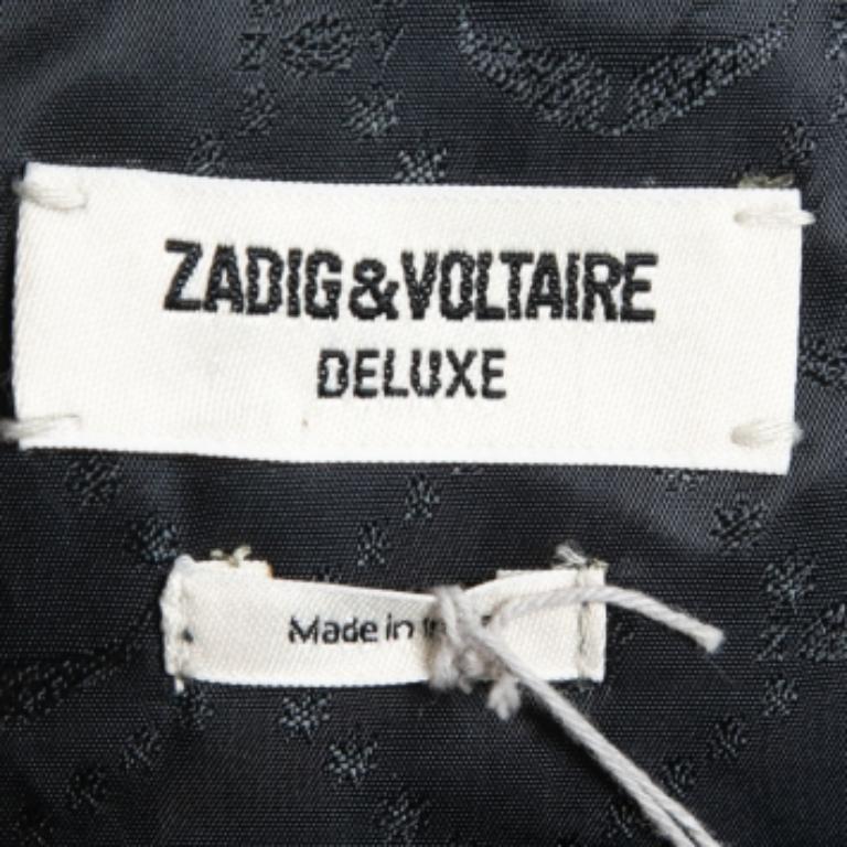 Zadig und Voltaire Schwarzer Minirock aus Leder mit Fransen aus Leder M im Angebot 1