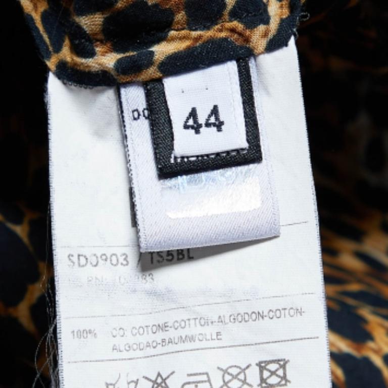 D&G Braunes bedrucktes Baumwoll-Shiftkleid mit Tiermuster M (Grau) im Angebot