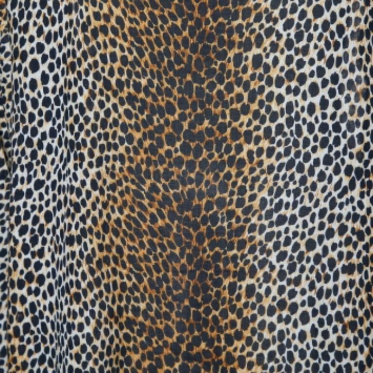 D&G Braunes bedrucktes Baumwoll-Shiftkleid mit Tiermuster M im Zustand „Gut“ im Angebot in Dubai, Al Qouz 2