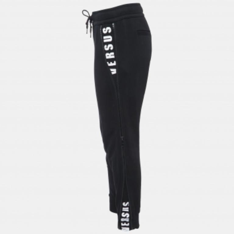 De las mujeres Versus Versace Joggers de algodón negro con logotipo y cremallera lateral S en venta