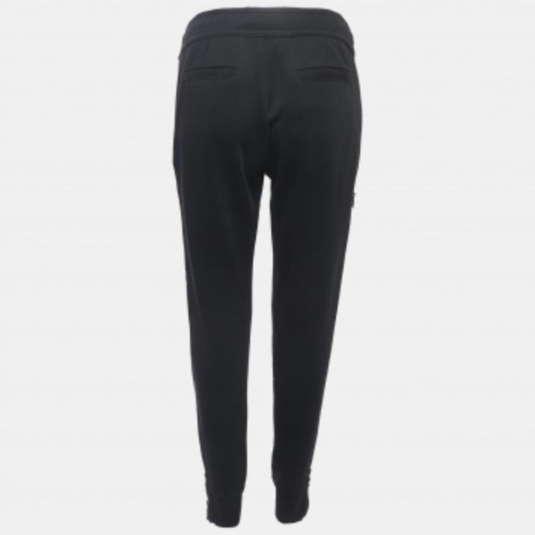 Versus Versace Joggers de algodón negro con logotipo y cremallera lateral S en Bueno estado para la venta en Dubai, Al Qouz 2