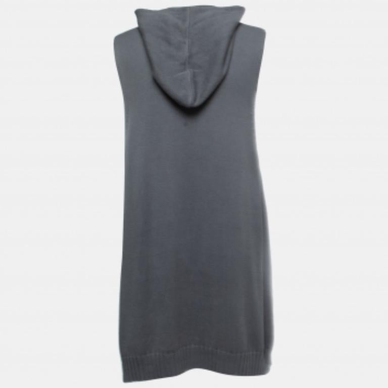Emporio ARMANI Cardigan à capuche en tricot gris avec fermeture éclair 3XL Bon état - En vente à Dubai, Al Qouz 2