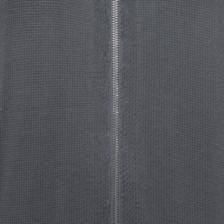 Gris Emporio ARMANI Cardigan à capuche en tricot gris avec fermeture éclair 3XL en vente