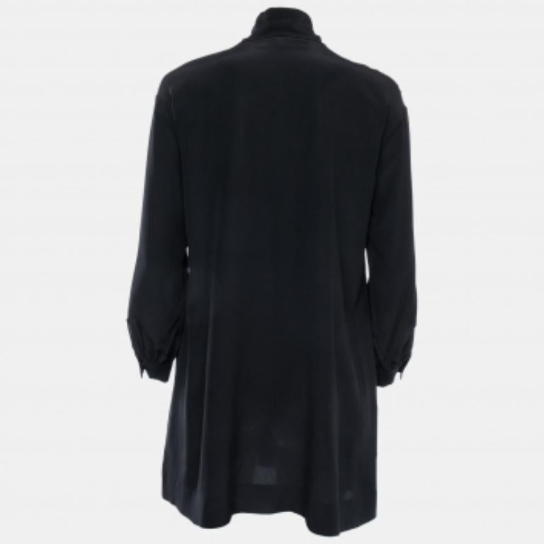 Diane von Furstenberg Schwarzes Seidenkragen-Krawattenkleid ausgestelltes Minikleid XXS Damen im Angebot