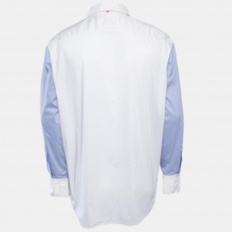 Boss Orange By Hugo Boss Camisa blanca de algodón con botones y manga larga XXL Púrpura en venta