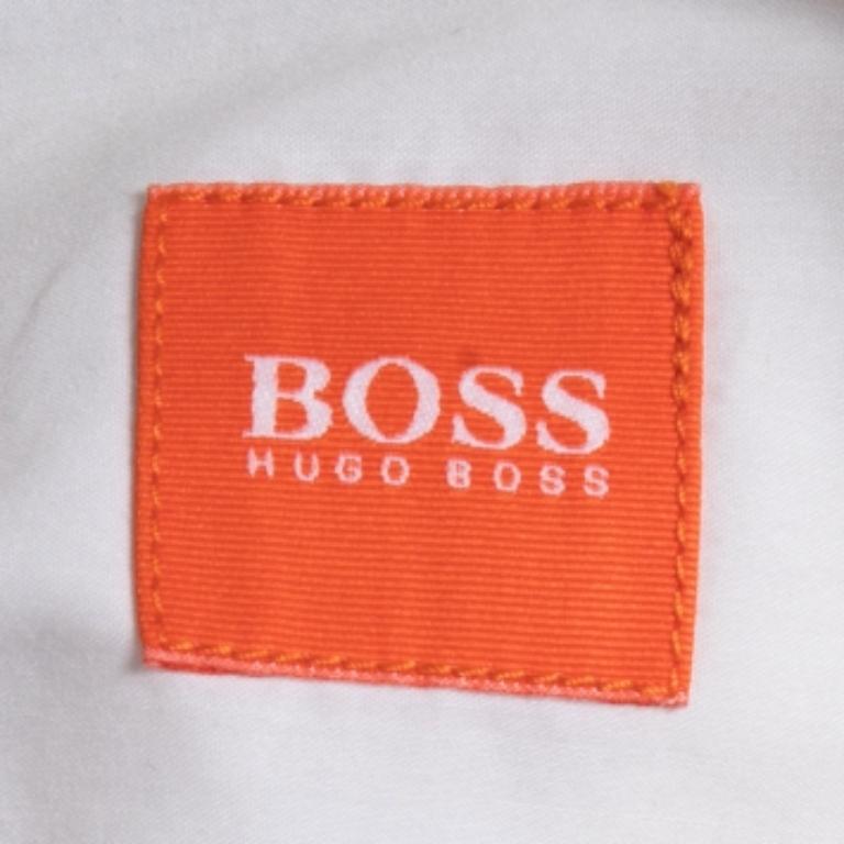 De los hombres Boss Orange By Hugo Boss Camisa blanca de algodón con botones y manga larga XXL en venta