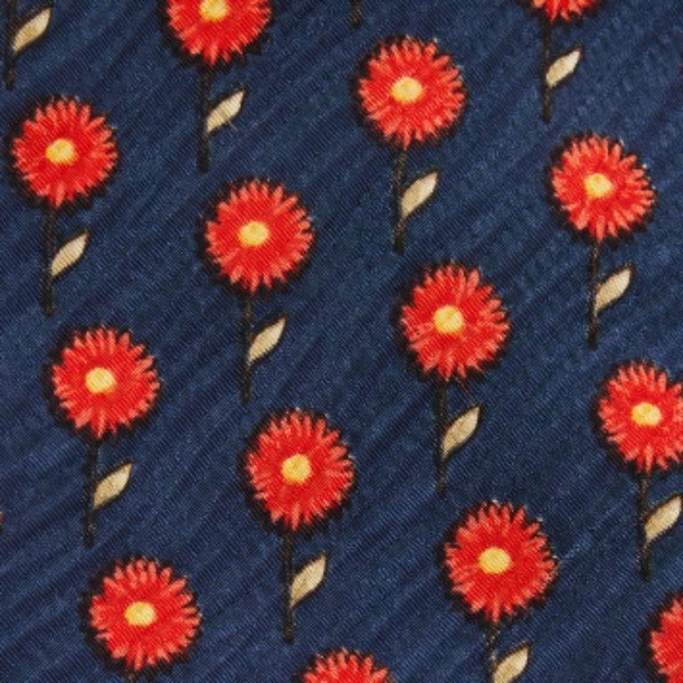 Corbata de seda texturizada con estampado floral azul marino Boss By Hugo Boss Negro en venta