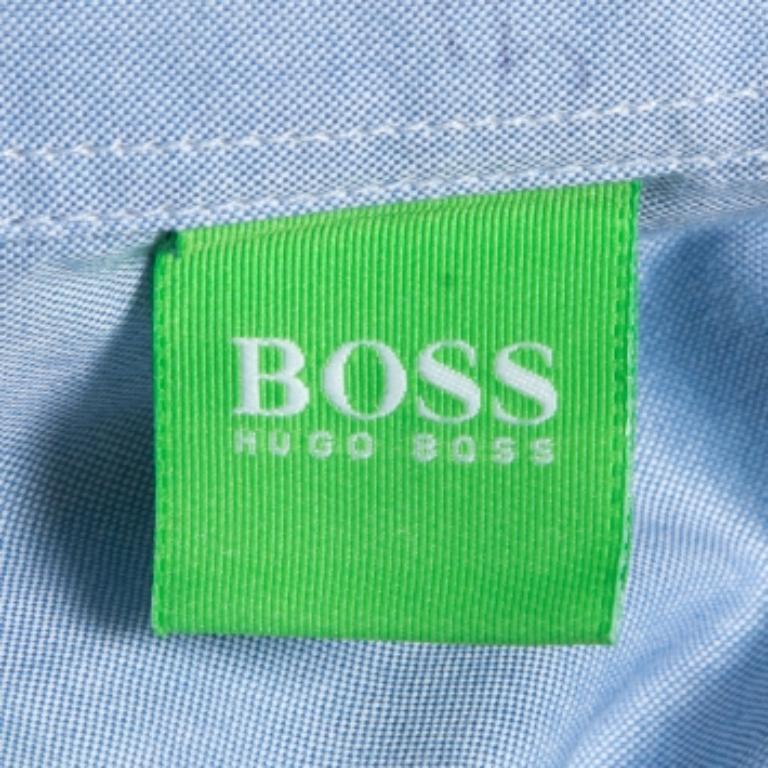 Blu Boss By Hugo Boss - Camicia a maniche intere in cotone a quadri blu 3XL in vendita