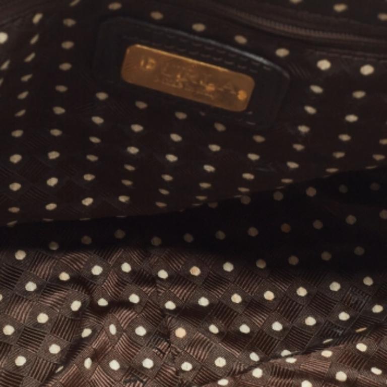 Furla - Fourre-tout en satin et cuir gaufré en peau de serpent - Jaune fluo/Marron en vente 3