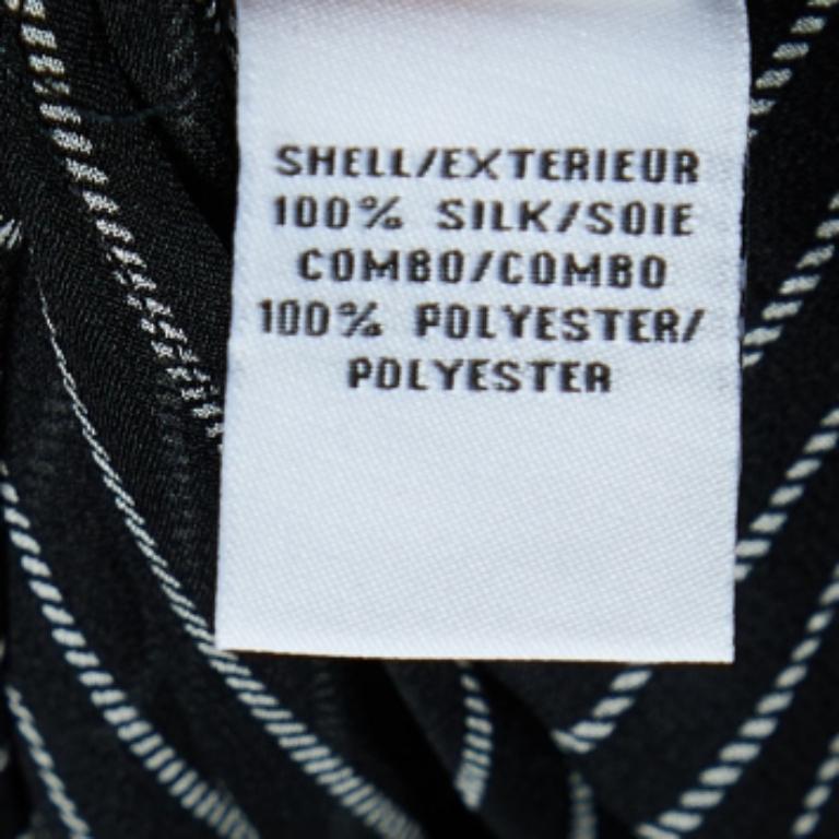 Diane von Furstenberg Camisa de rayas de seda negra L en venta 1
