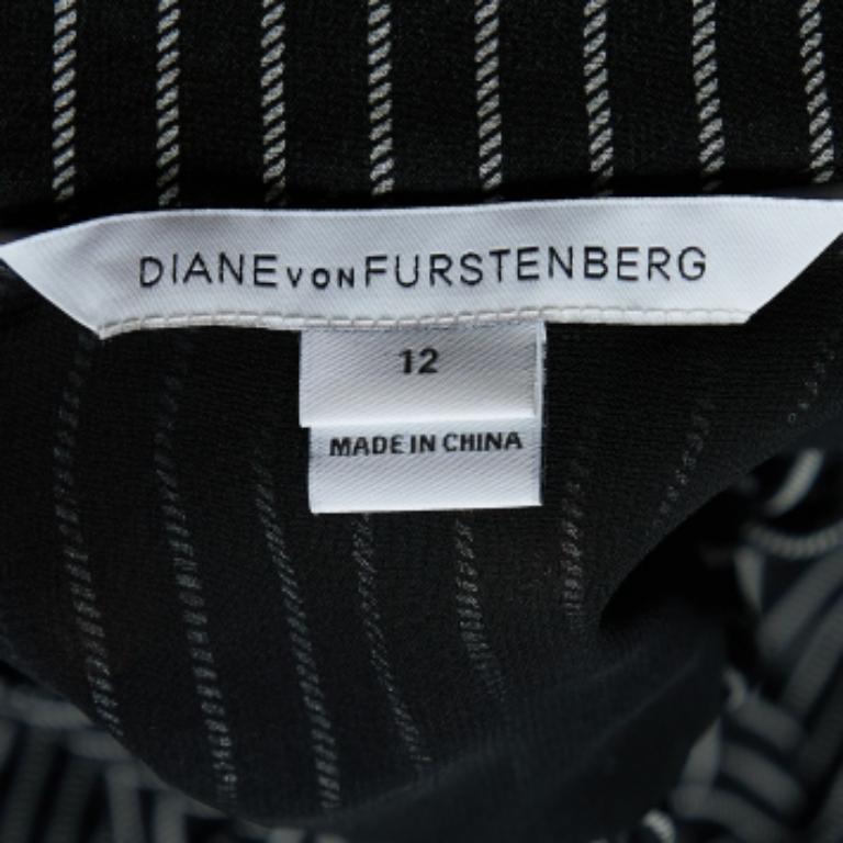 De las mujeres Diane von Furstenberg Camisa de rayas de seda negra L en venta
