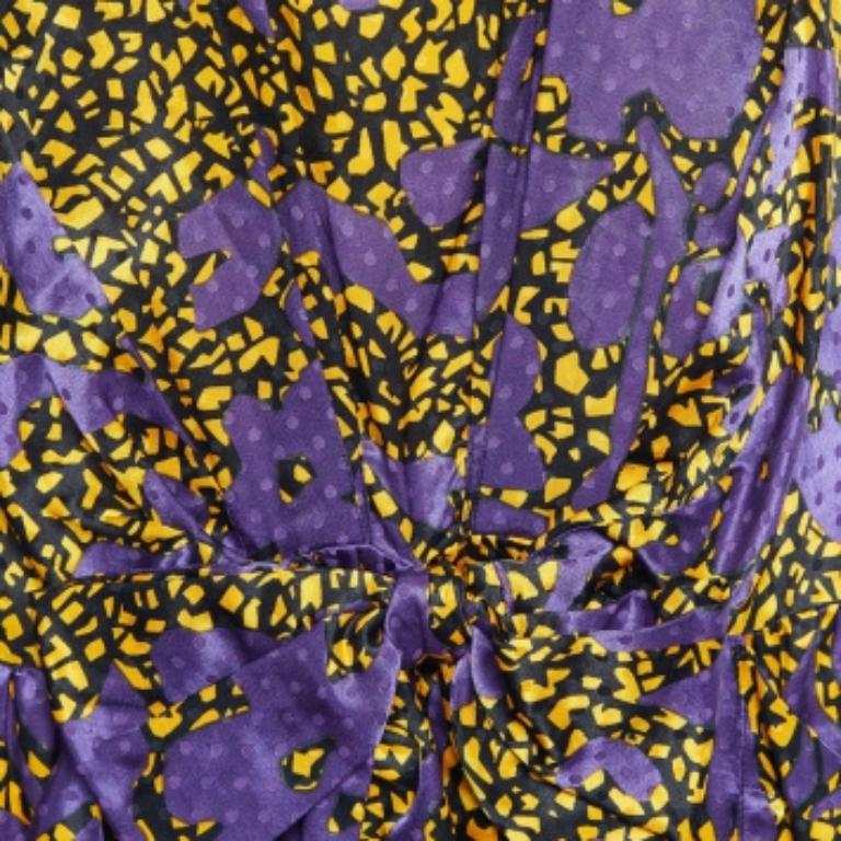 See By Chloe Mini Vestido de Algodón y Seda Estampado Morado con Lazo M Gris en venta