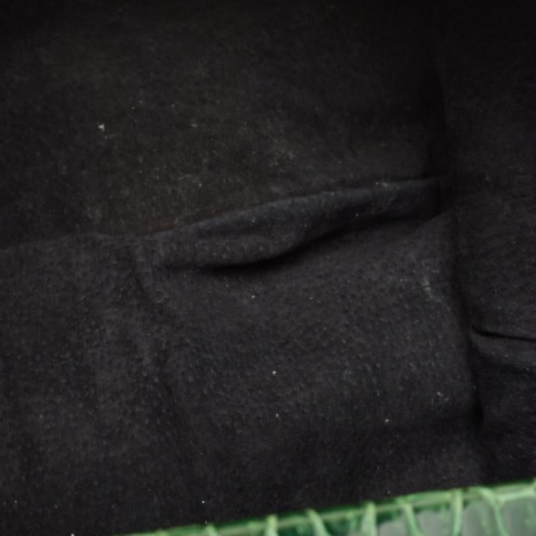 Gianfranco Ferre Negro/Verde Hobo de piel de conejo, cocodrilo y cuero con cremallera en venta 4