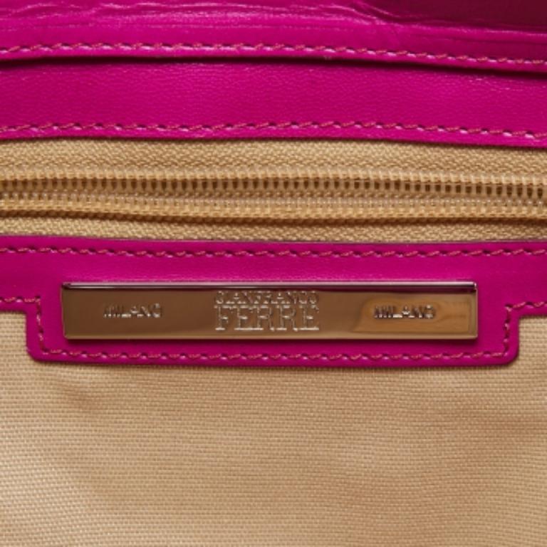 Gianfranco Ferre Bolso grande con cremallera lateral de pitón magenta en venta 1