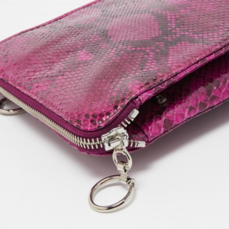 Gianfranco Ferre Bolso grande con cremallera lateral de pitón magenta en venta 4
