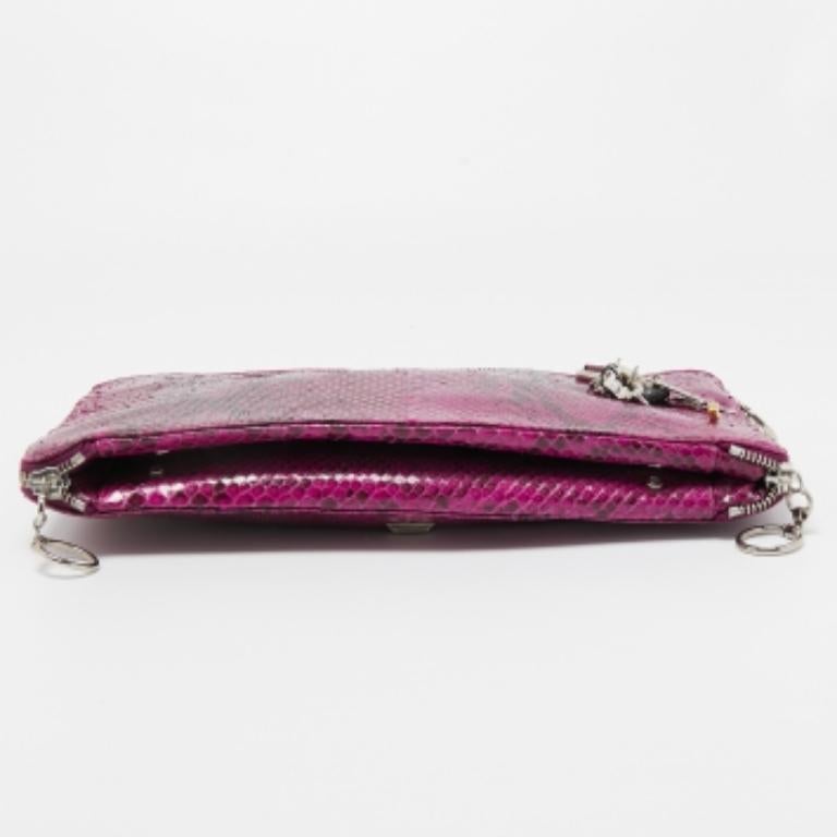 Gianfranco Ferre Bolso grande con cremallera lateral de pitón magenta en venta 3