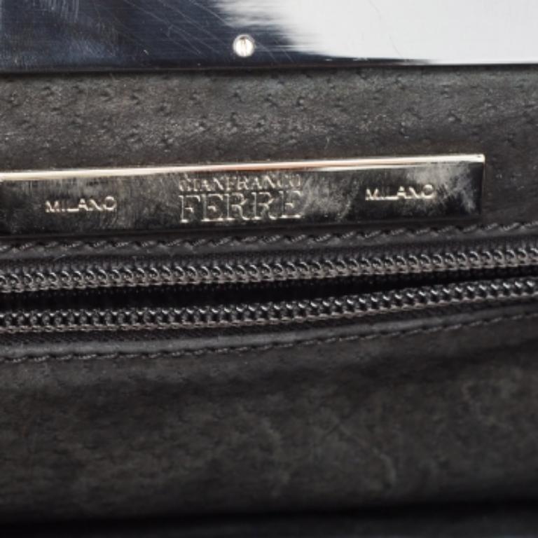 Gianfranco Ferre Cartera Marrón/Negra con Encanto de Piel en venta 3