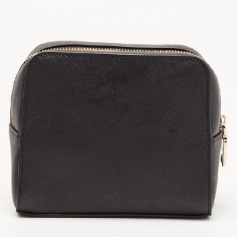 DKNY Astuccio per cosmetici in pelle saffiano nera in vendita 2