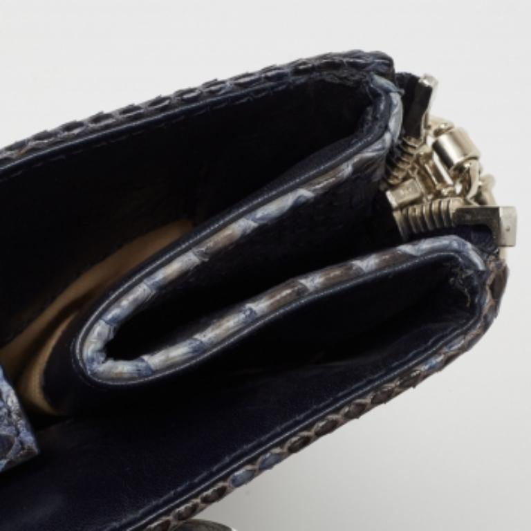 Gianfranco Ferre Bolso con cremallera grande de pitón azul Negro en venta