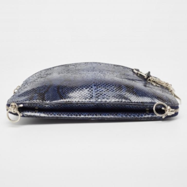 Gianfranco Ferre Bolso con cremallera grande de pitón azul en venta 5