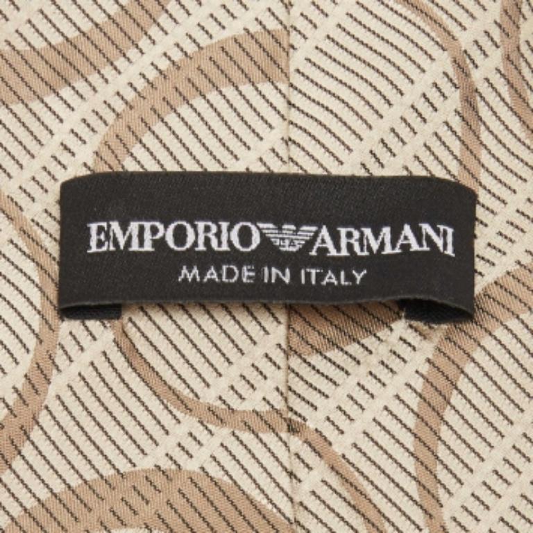 Emporio ARMANI Corbata de seda estampada beige Beige en venta