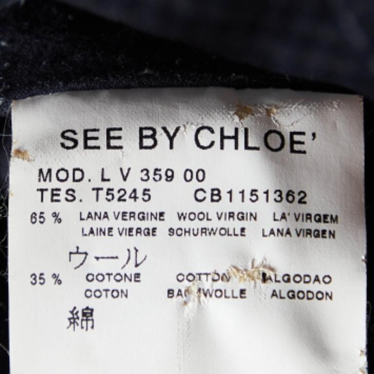 See by Chloe Grau kariertes Shiftkleid aus Wolle und Baumwolle S (Schwarz) im Angebot