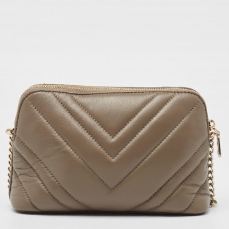 Dkny Borsa a tracolla Madison Dome in pelle Chevron verde oliva in vendita 4
