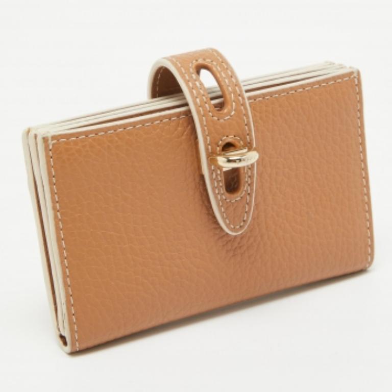 Furla Hellbraun Leder Klappe Kompakt Brieftasche im Zustand „Hervorragend“ im Angebot in Dubai, Al Qouz 2