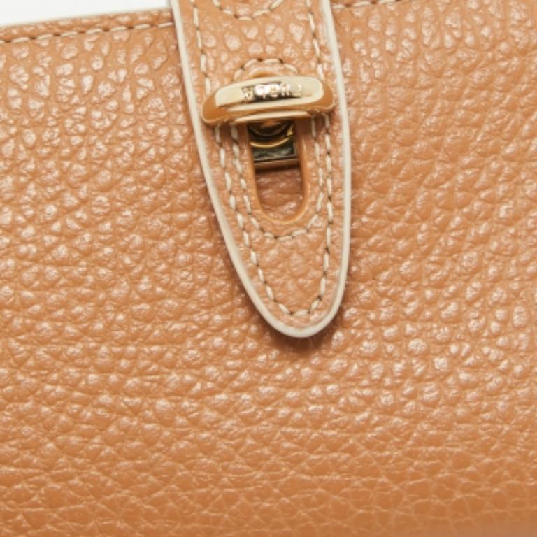 Furla Hellbraun Leder Klappe Kompakt Brieftasche Damen im Angebot